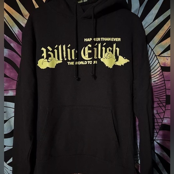 Billie Eilish Happier Than Ever Tour 2022 Hoodie Small. Front Pocket Sweatshirt. - Picture 1 of 6